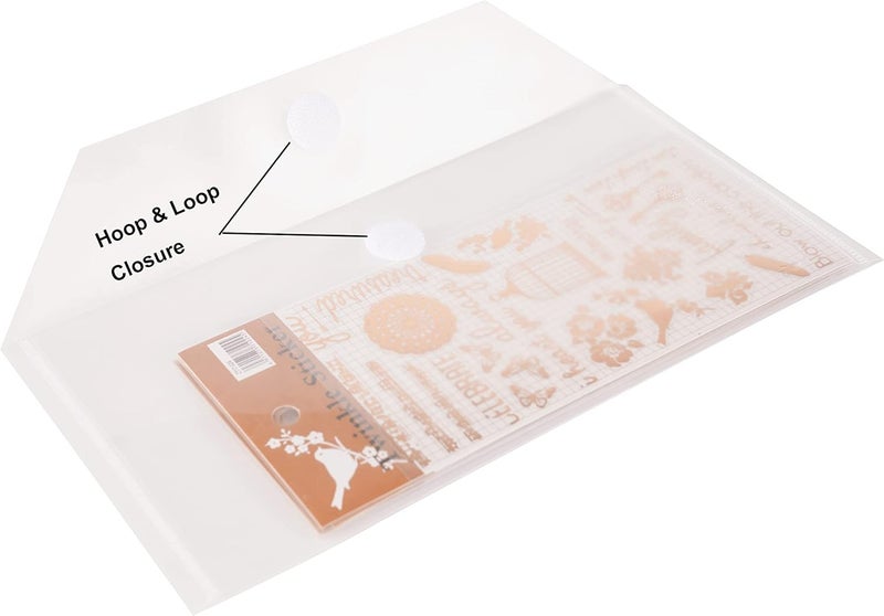 YESSART #10 Clear Plastic Envelopes 5 x 10 Money Receipt Bill Storage Holder 20 Pack Hook Loop Closure - Image 4